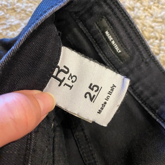 R13 Women’s X Over Slim Jeans in Waxed Black Size 25 Gothic Denim Crossover - Picture 8 of 10